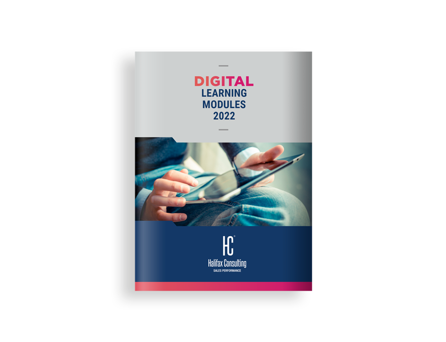 Ebook des différents modules de digital learning proposés par Halifax, comme la formation commerciale en ligne